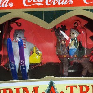Coca Cola Polar Bear Elf Riding Reindeer Christmas Ornament Trim A Tree Collecti